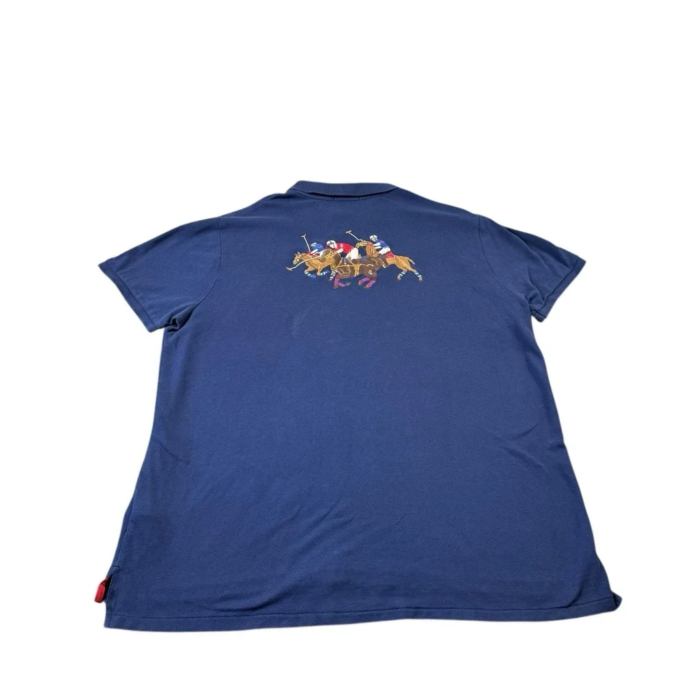 Polo Ralph Lauren Blue Multi Pony Embroidered Custom Slim Fit Polo Shirt 2XL